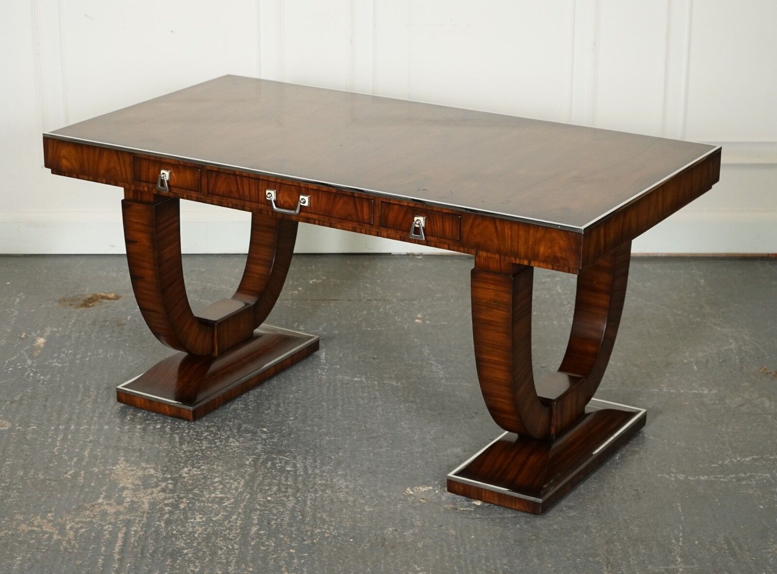 Rare Theodore Alexander Art Deco Style Office Double Sided Drawers Desk photo Furniture
