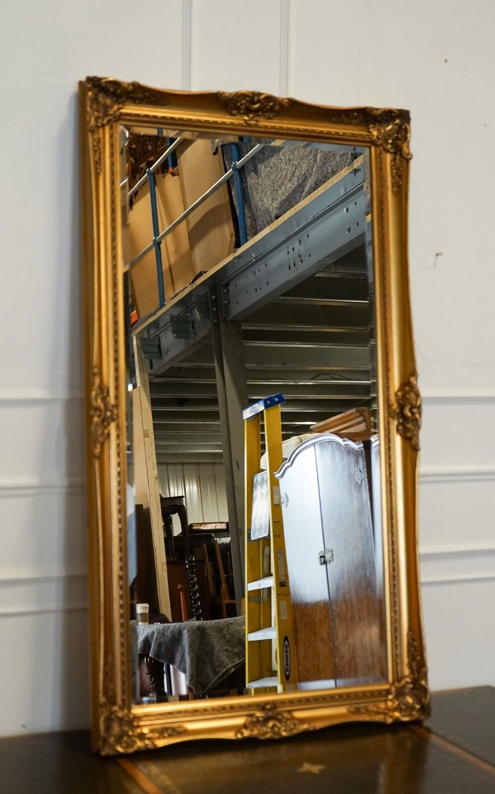 Large French Classic Golden Ornate Wall Regal Mirror 138 X 77 Cm photo for sale