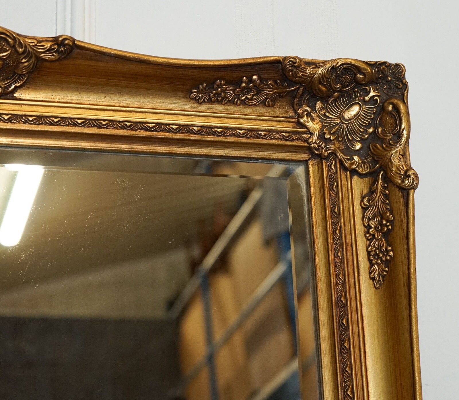 Large French Classic Golden Ornate Wall Regal Mirror 138 X 77 Cm photo vinterior