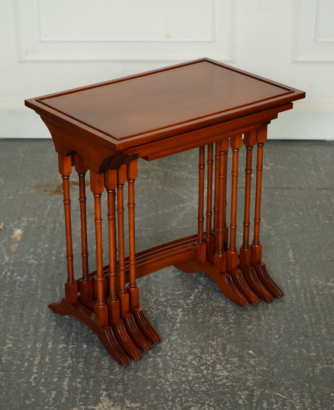 Bevan Funnell Yew Wood Faux Bamboo Nest Of Four Tables photo for sale