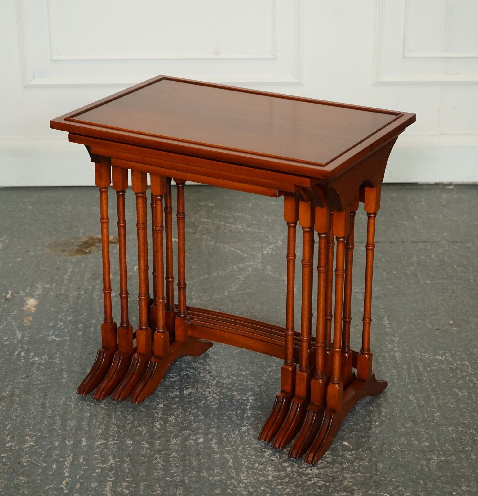 Bevan Funnell Yew Wood Faux Bamboo Nest Of Four Tables photo Furniture