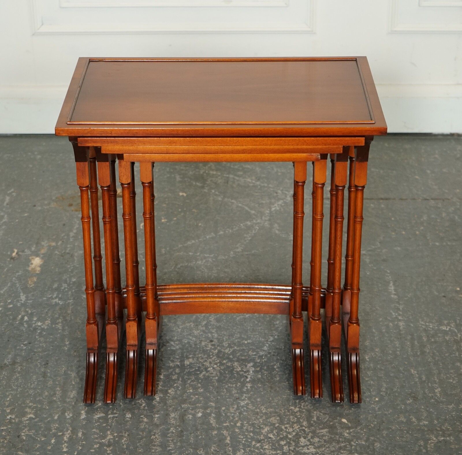 Bevan Funnell Yew Wood Faux Bamboo Nest Of Four Tables photo 1250.0