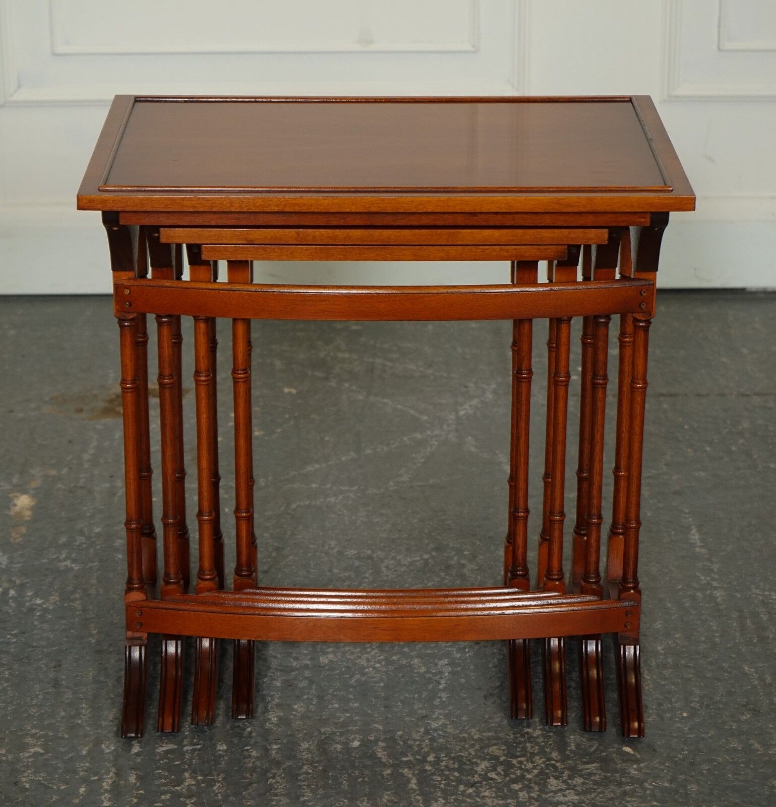 Bevan Funnell Yew Wood Faux Bamboo Nest Of Four Tables photo buy