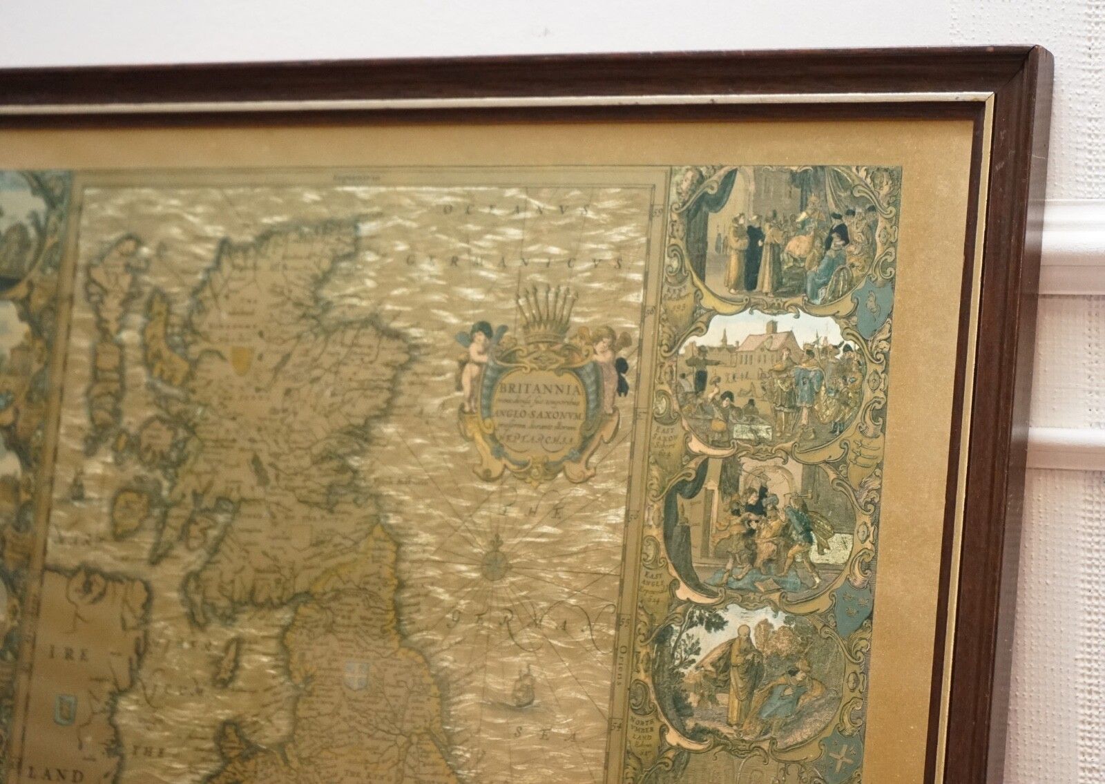 Vintage Gold Foil Map Of The British Isles 1646 By Joannes Janssen photo vintage