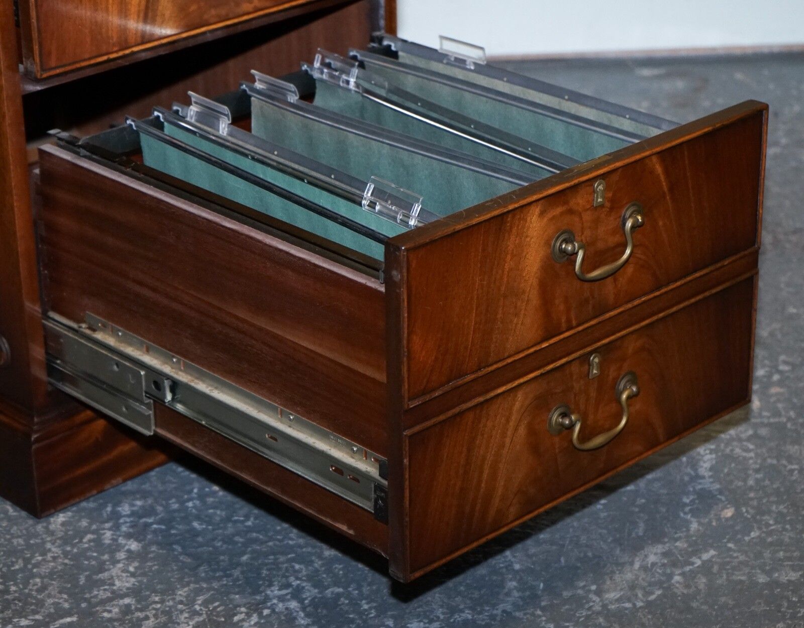 Bevan Funnell Filling Cabinet Rare Sage Blue Leather Various Size Folders photo 950.0