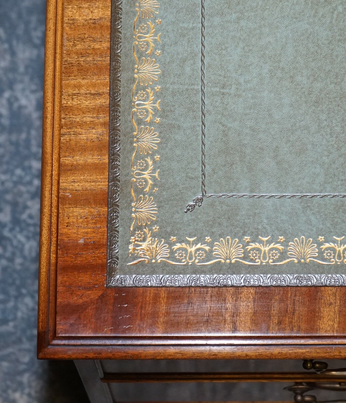 photo vintage Bevan Funnell Filling Cabinet Rare Sage Blue Leather Various Size Folders