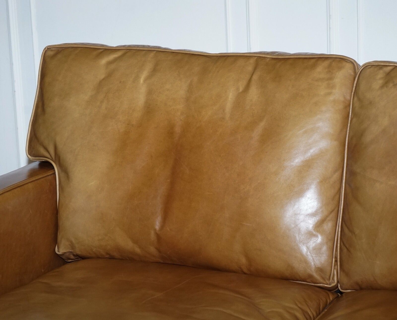 Timothy Oulton Halo Two Seater Viscount Tan Leather Sofa (1/2) photo 1740.0