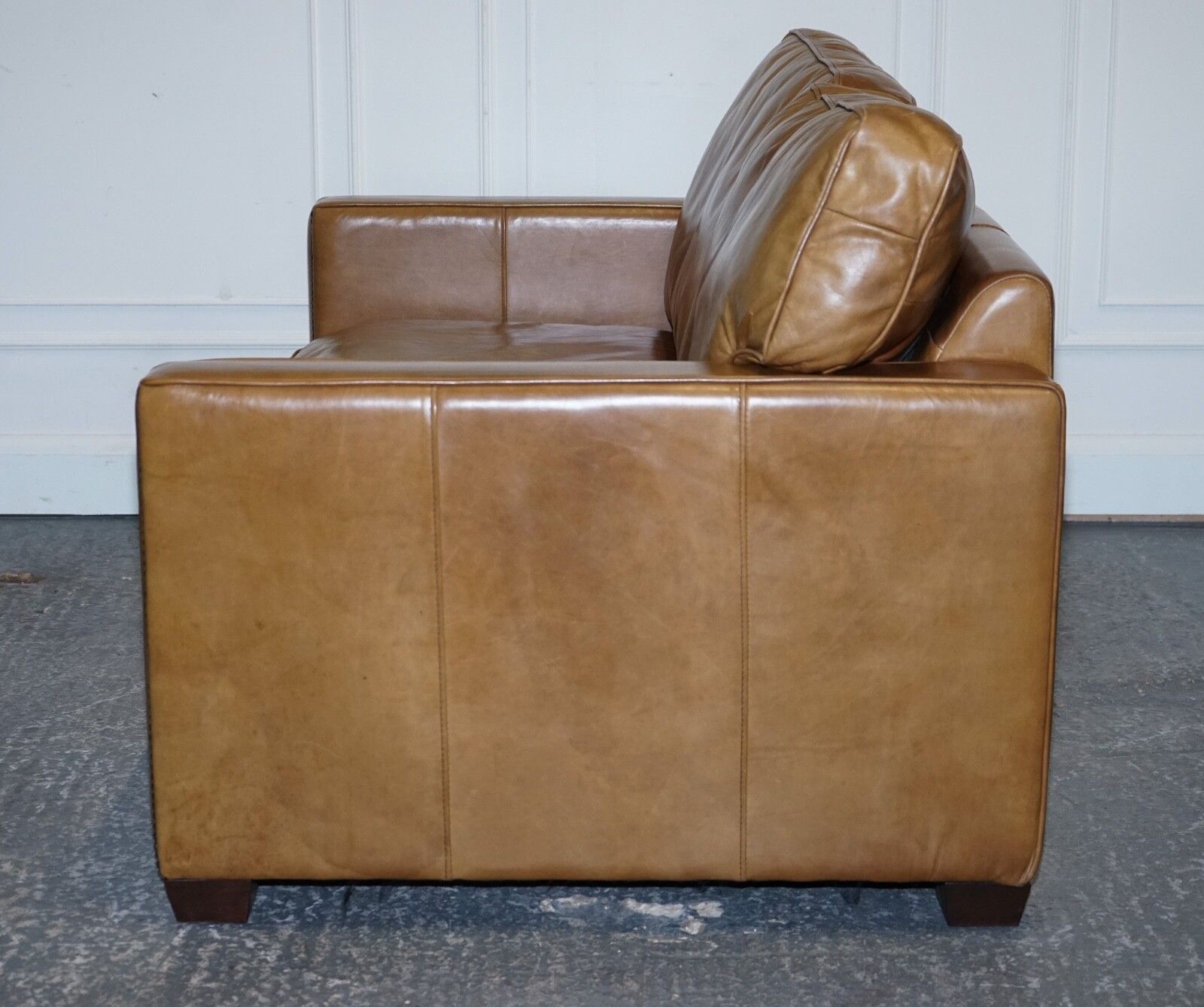 Furniture Timothy Oulton Halo Two Seater Viscount Tan Leather Sofa (1/2) photo