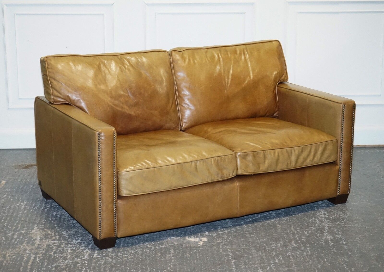Timothy Oulton Halo Two Seater Viscount Tan Leather Sofa (2/2) photo furniture