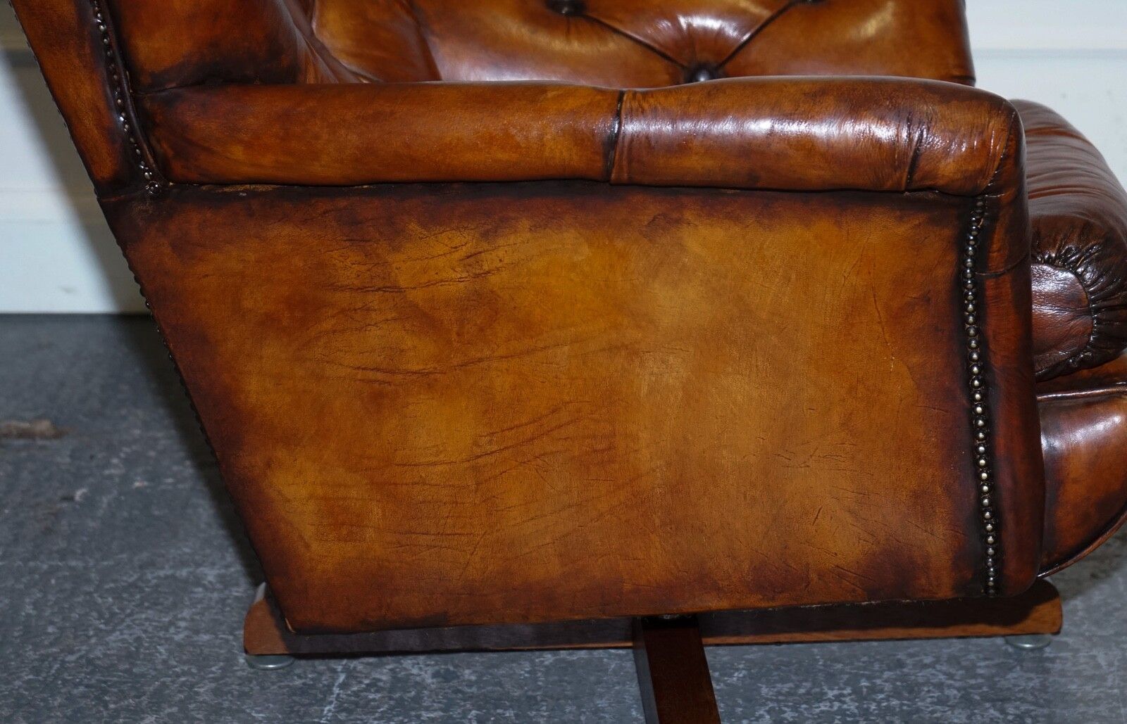 Vintage Fully Restored Hand Dyed Brown Leather Retro Lounge Chair And Footstool photo vintage