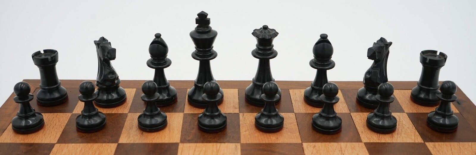 photo for sale Antique English Quality Staunton Weighted Chess Set With Box And Board