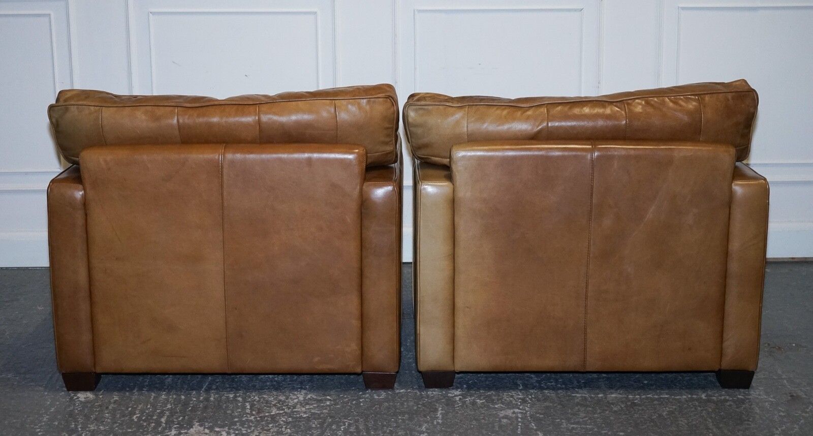 Lovely Timothy Oulton Viscount Pair Of Tan Leather Armchairs Rrp £5,200 photo 1450.0