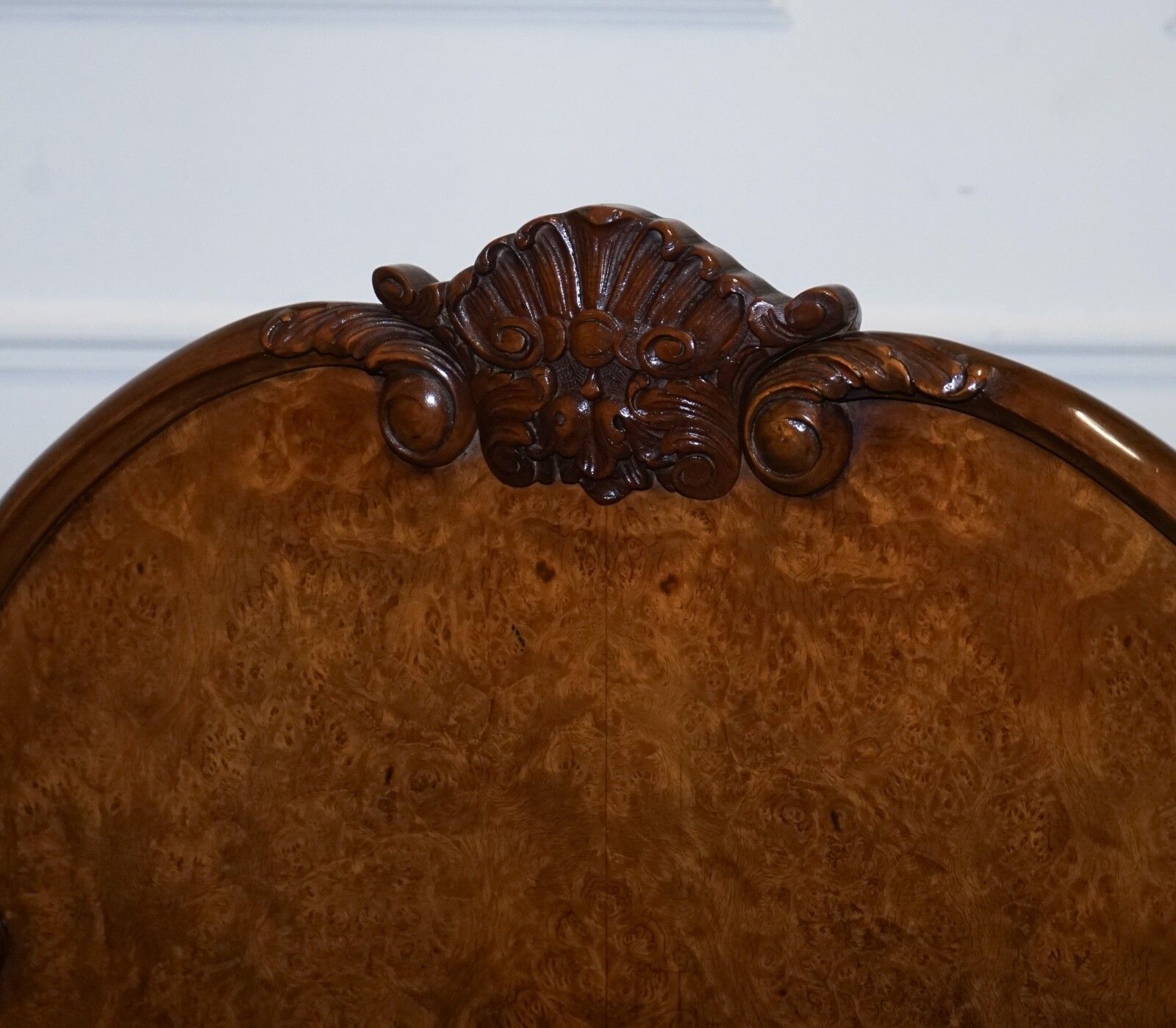 1930 Art Deco Burr Walnut English Made Vono Bedstead Frame Queen Anne Legs 2/2 photo vinterior