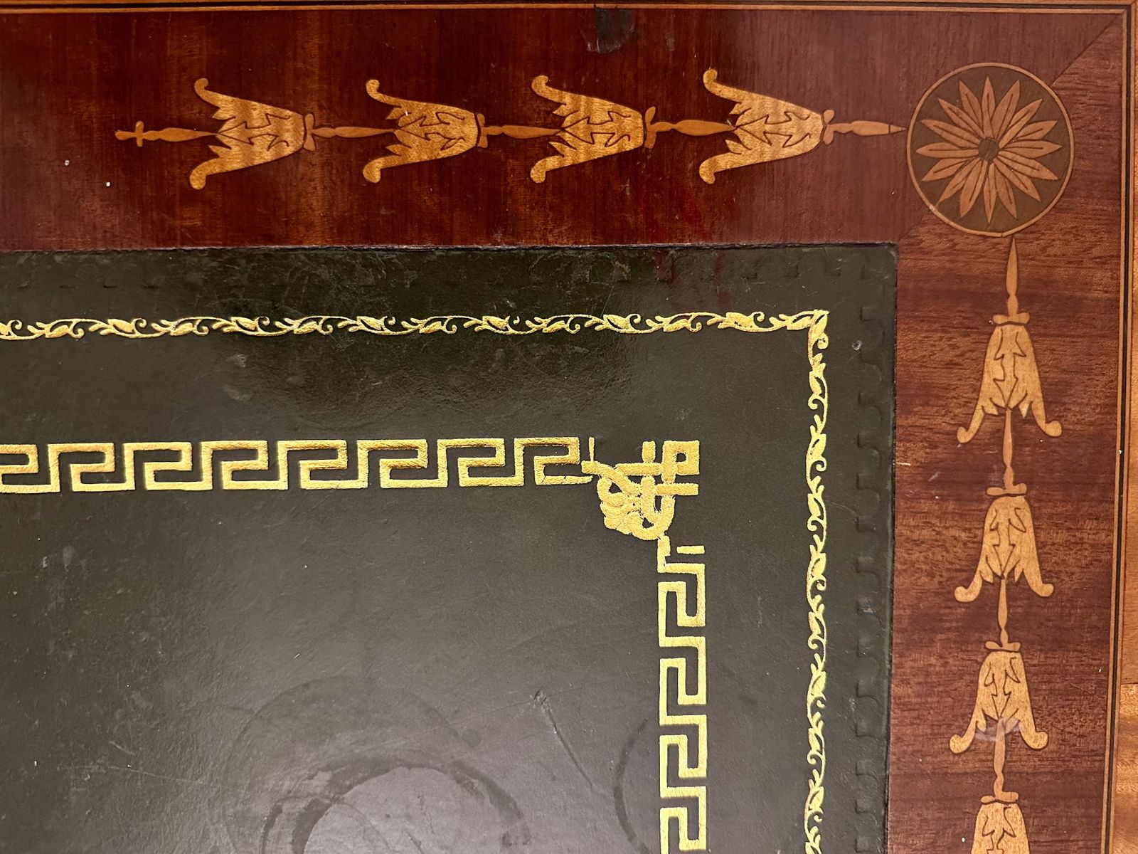 “Fine Georgian Hepplewhite Mahogany Writing Desk – Satinwood Inlay, Leather Top photo furniture