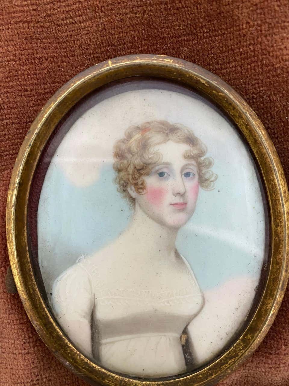 Wooden Framed Picture Of English Lady In White Frock, 19th Century photo Home Decor