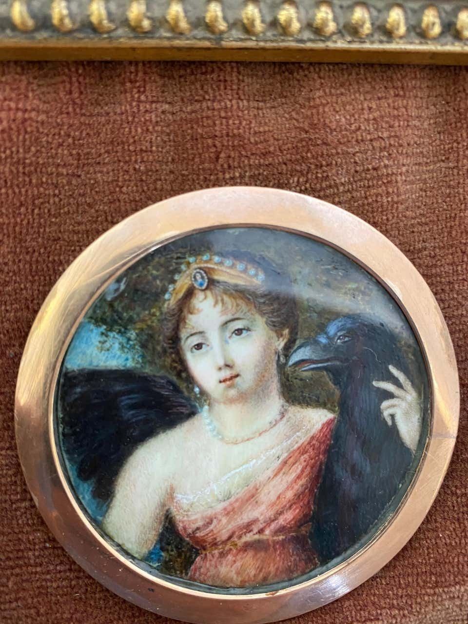 Wooden Framed Picture Of Young Princess And Large Bird Of Prey photo Home Decor