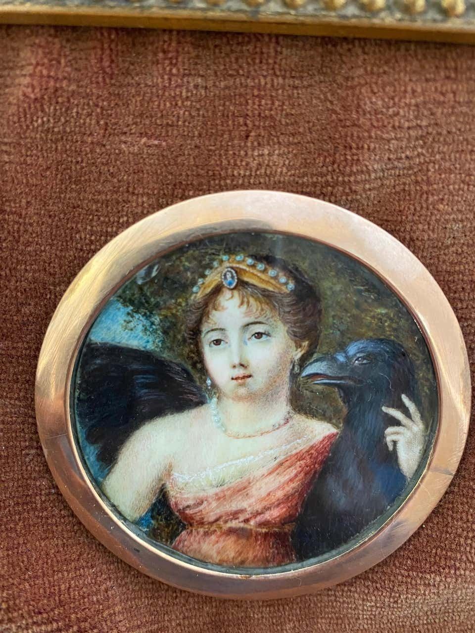 Wooden Framed Picture Of Young Princess And Large Bird Of Prey photo 6500.0