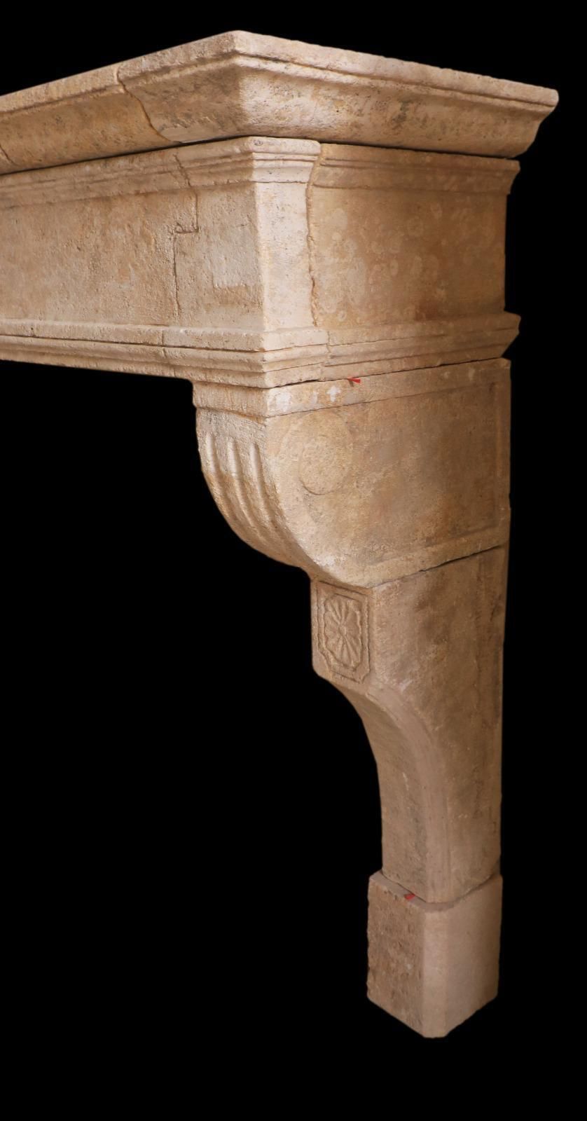 20th Century French Louis XV Style Limestone Fireplace Mantel photo for sale