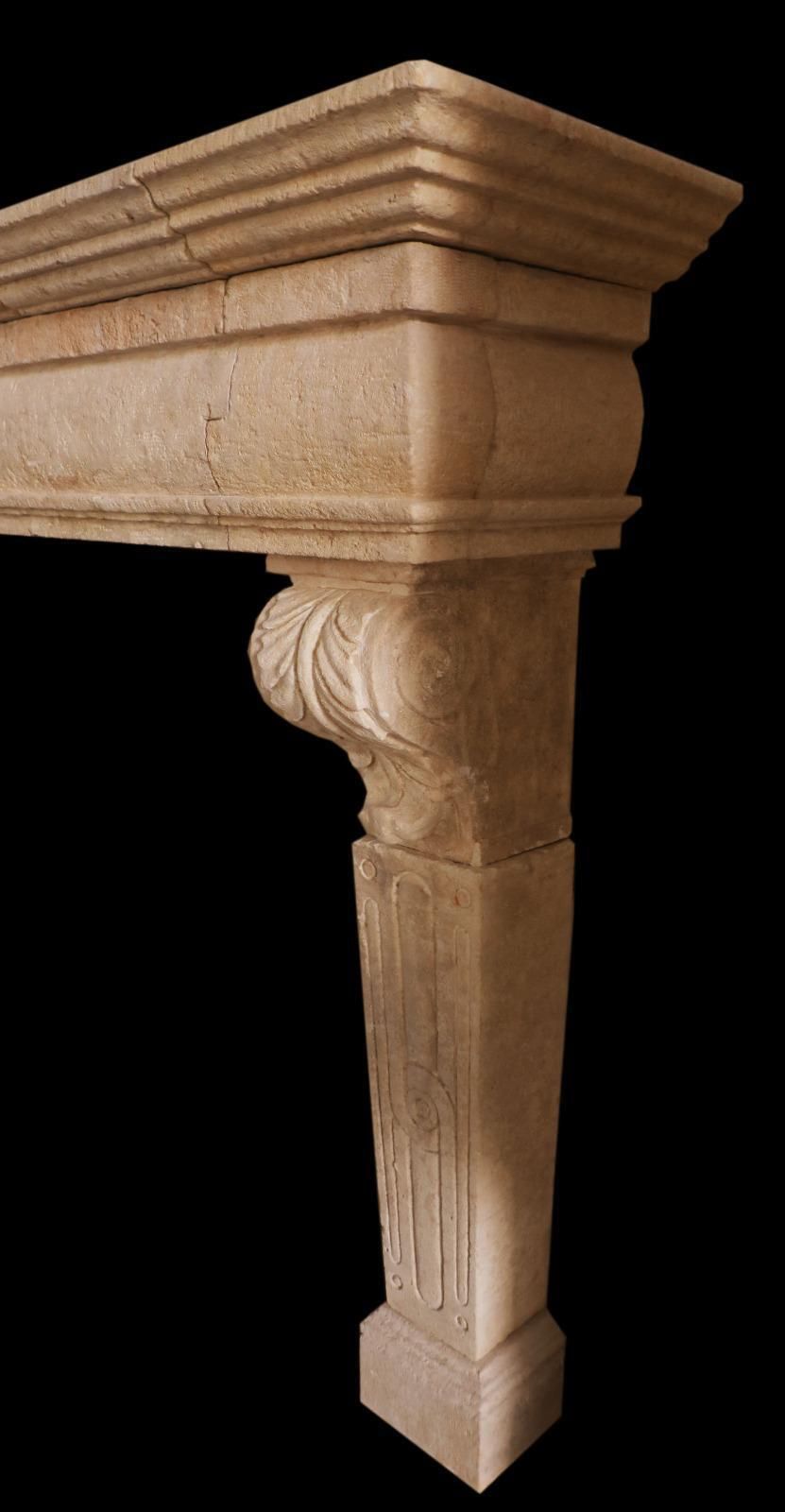 20th Century French Louis XV Style Limestone Fireplace Mantel photo vinterior
