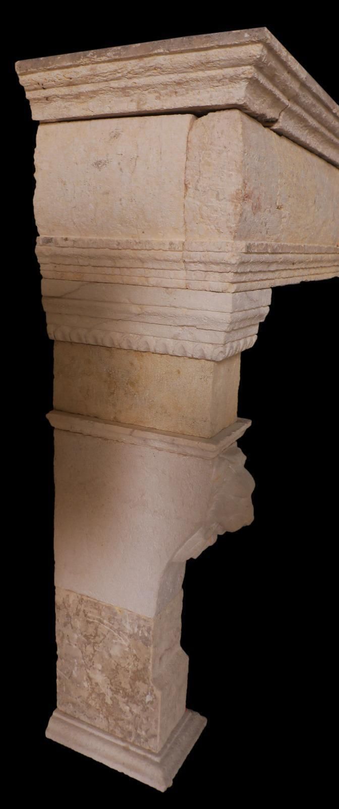 20th Century French Limestone Fireplace With Carved Lion Masks photo for sale