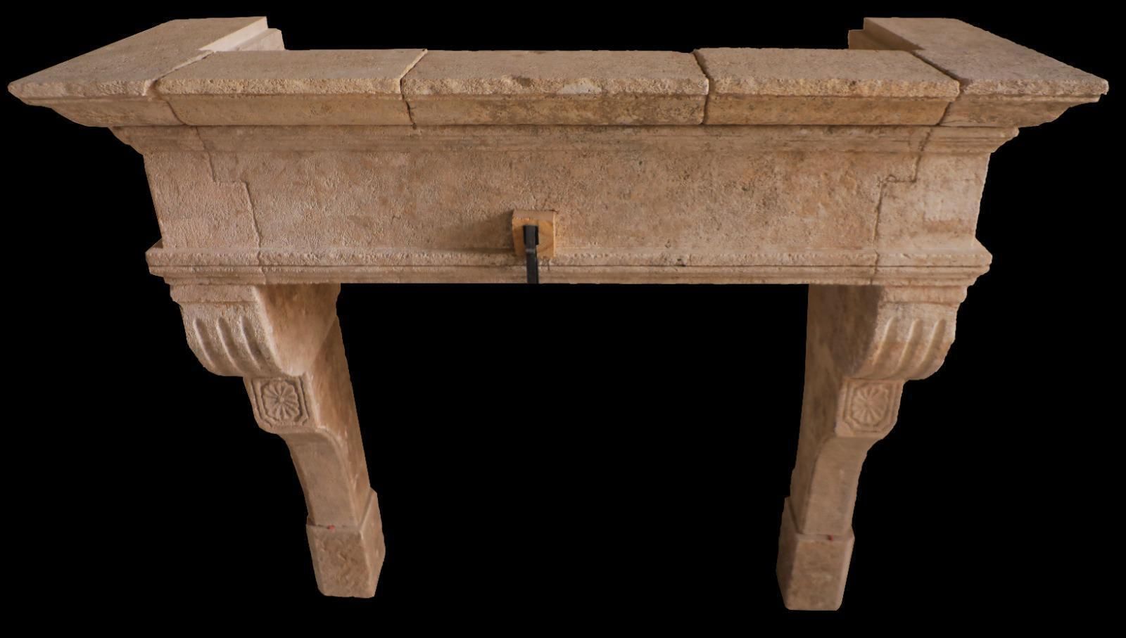 20th Century French Limestone Fireplace With Carved Lion Masks photo vinterior