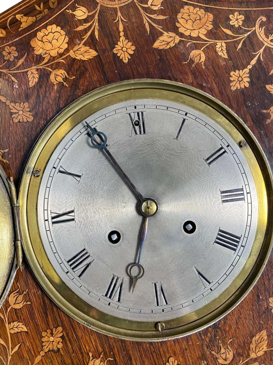 photo furniture French Rosewood And Boxwood Cased Wall Clock, 19th Century