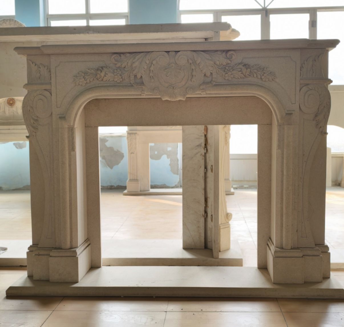 French Louis XV Style Hand Carved Fireplace Mantle photo furniture