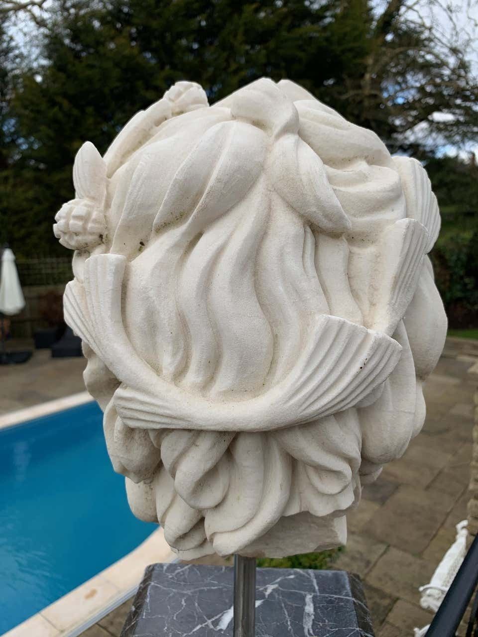 20th Century Marble Bust, Sculpture Of The Roman God Of The Water Neptune photo vinterior