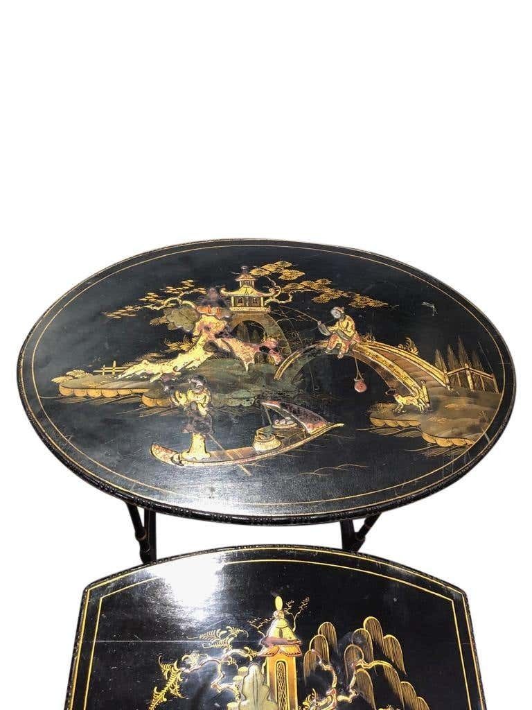 Set Of Three Carved Chinese Chinoiserie Nested Tables photo buy