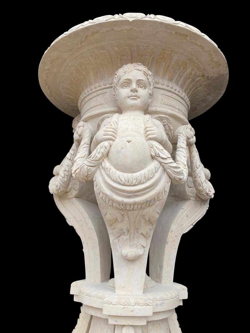 photo furniture 20th Century Large Pair Of Hand Carved Marble Planters