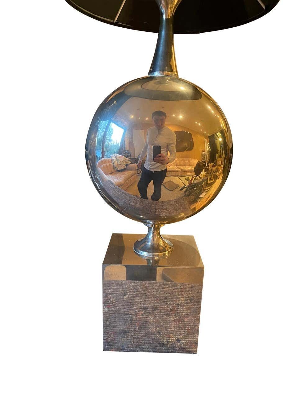 photo furniture Maison Barbier Pair Of Chromed Steel Table Lamps, 1970s