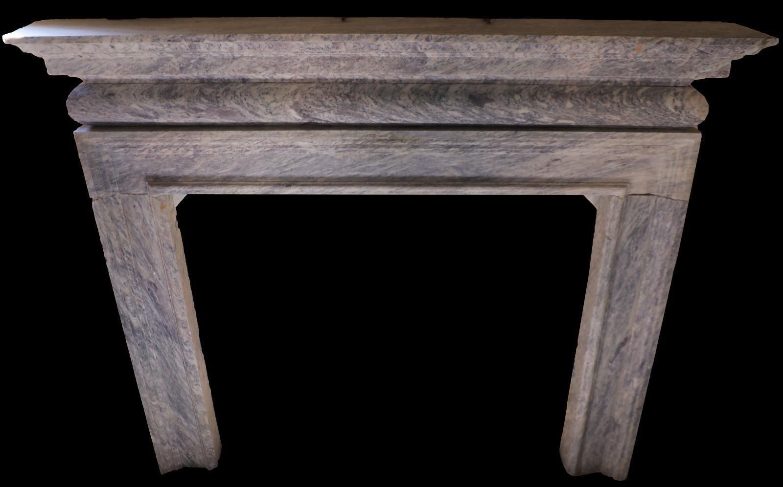 20th Century French Louis XVI Style Marble Fireplace In Blue Grey Tones