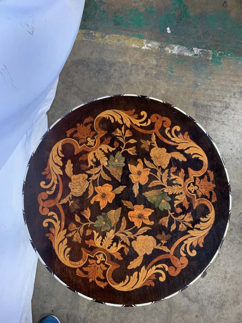 19th Century Italian Ebonised And Marquetry Inlaid Occasional Table photo for sale