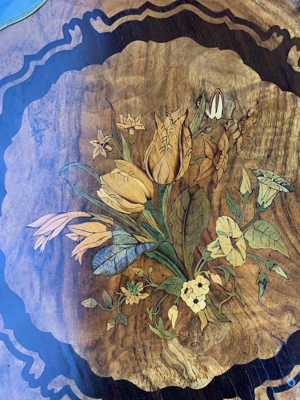 19th Century, French Walnut, Rosewood And Marquetry Inlaid Occasional Table photo for sale
