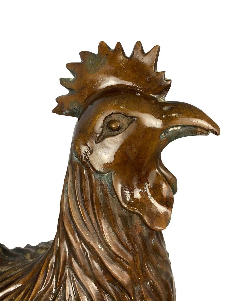 photo furniture Pair Of Oriental Bronze Hen And Cockerel, 20th Century