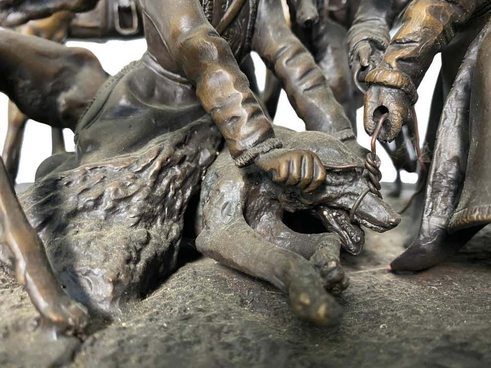 Bronze Sculpture Of Russian Hunting Party, 19th Century photo Art