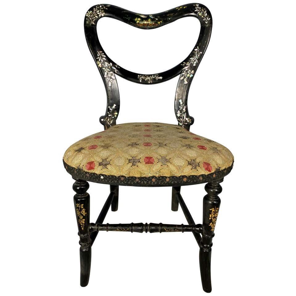 Hand Painted And Mother Of Pearl Inlaid Miniature Chair, 19th Century