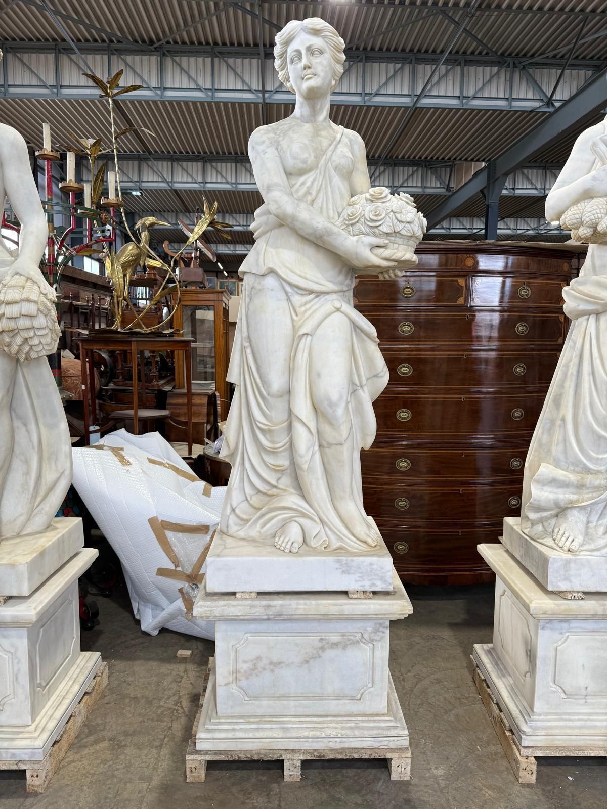 Set Of Four Seasons Solid Marble Sculptures On Marble Bases – Late 20th Century photo vinterior