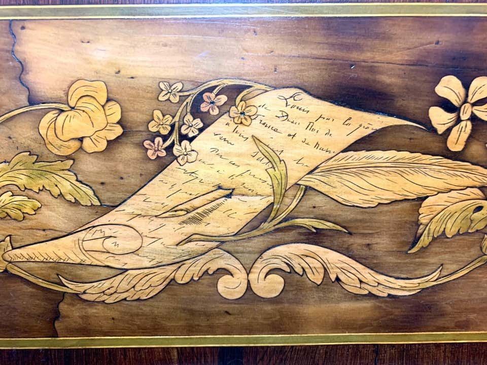 photo for sale 18th French Satinwood And Marquetry Inlaid Desk