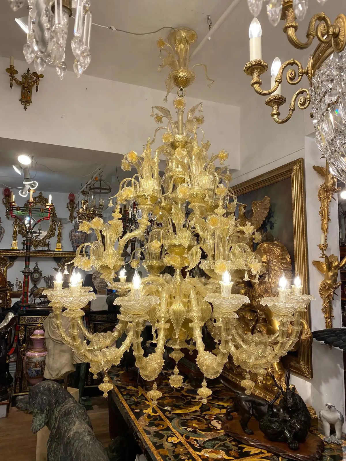 19th Century Italian Murano Glass Multi Tier Large Chandelier photo furniture