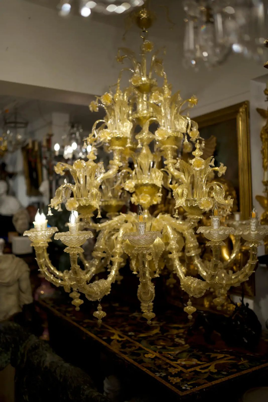 19th Century Italian Murano Glass Multi Tier Large Chandelier photo vinterior