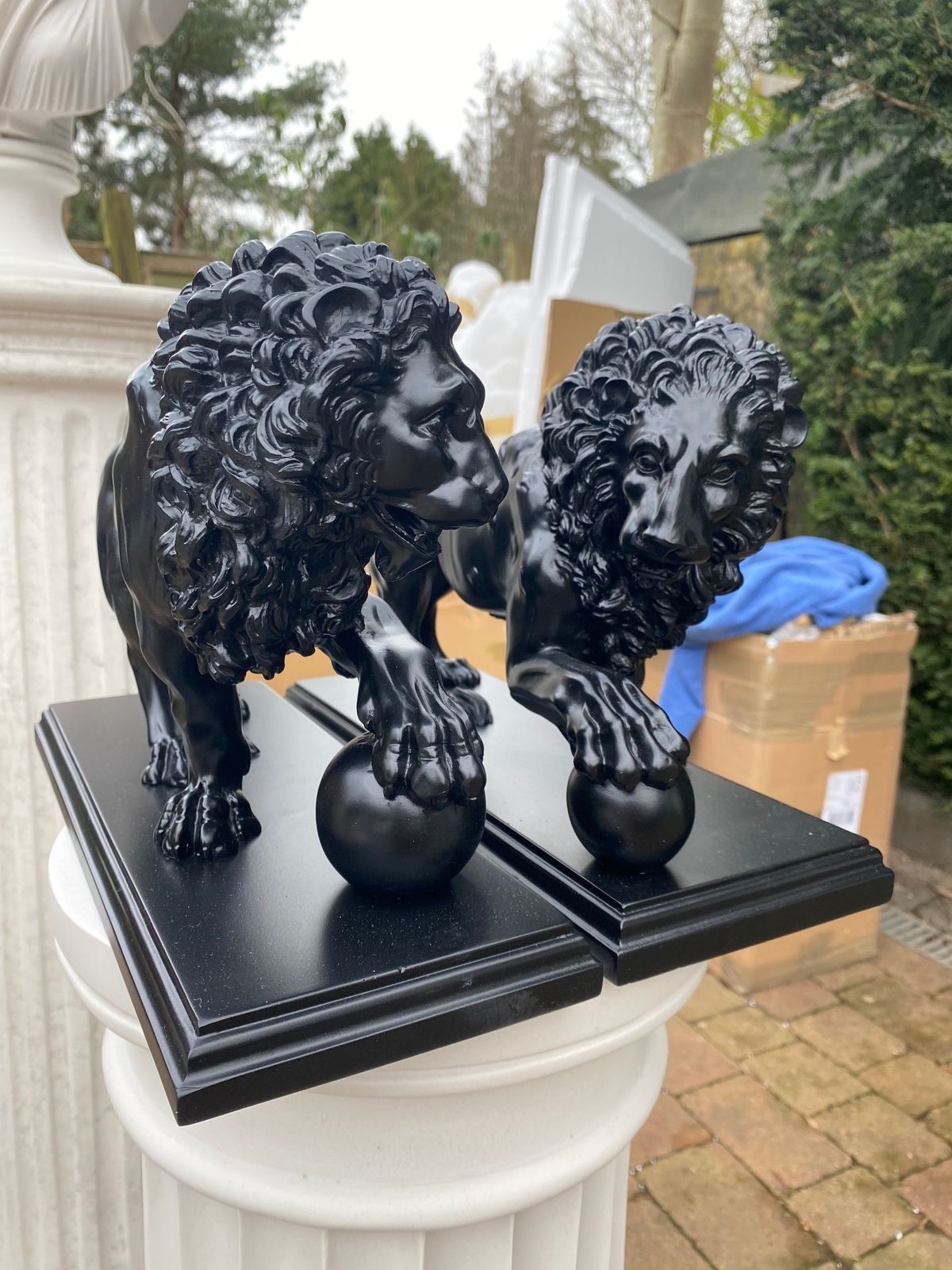 The Medici & Vacca Lions   20th Century Marble Sculpture Pair photo vinterior