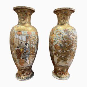 Pair Of 19th Century Japanese Satsuma Vases – Signed On Base