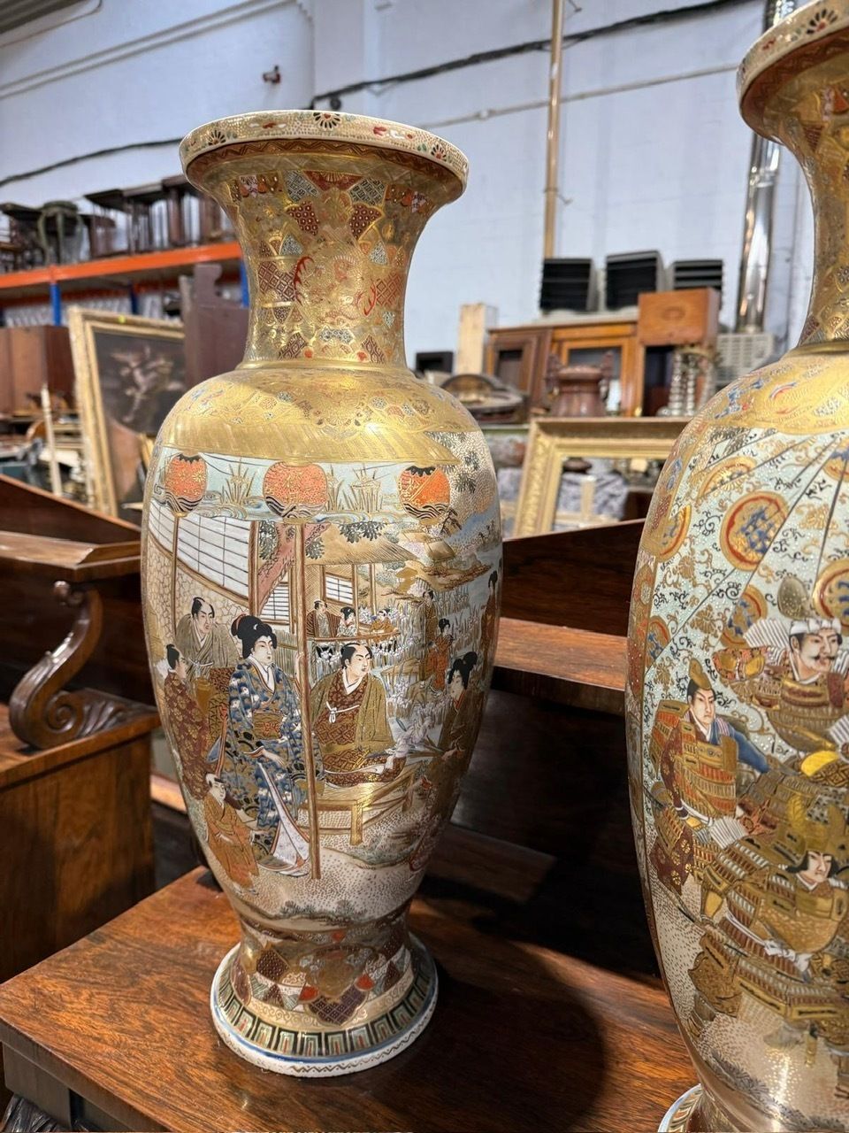 Pair Of 19th Century Japanese Satsuma Vases – Signed On Base photo for sale