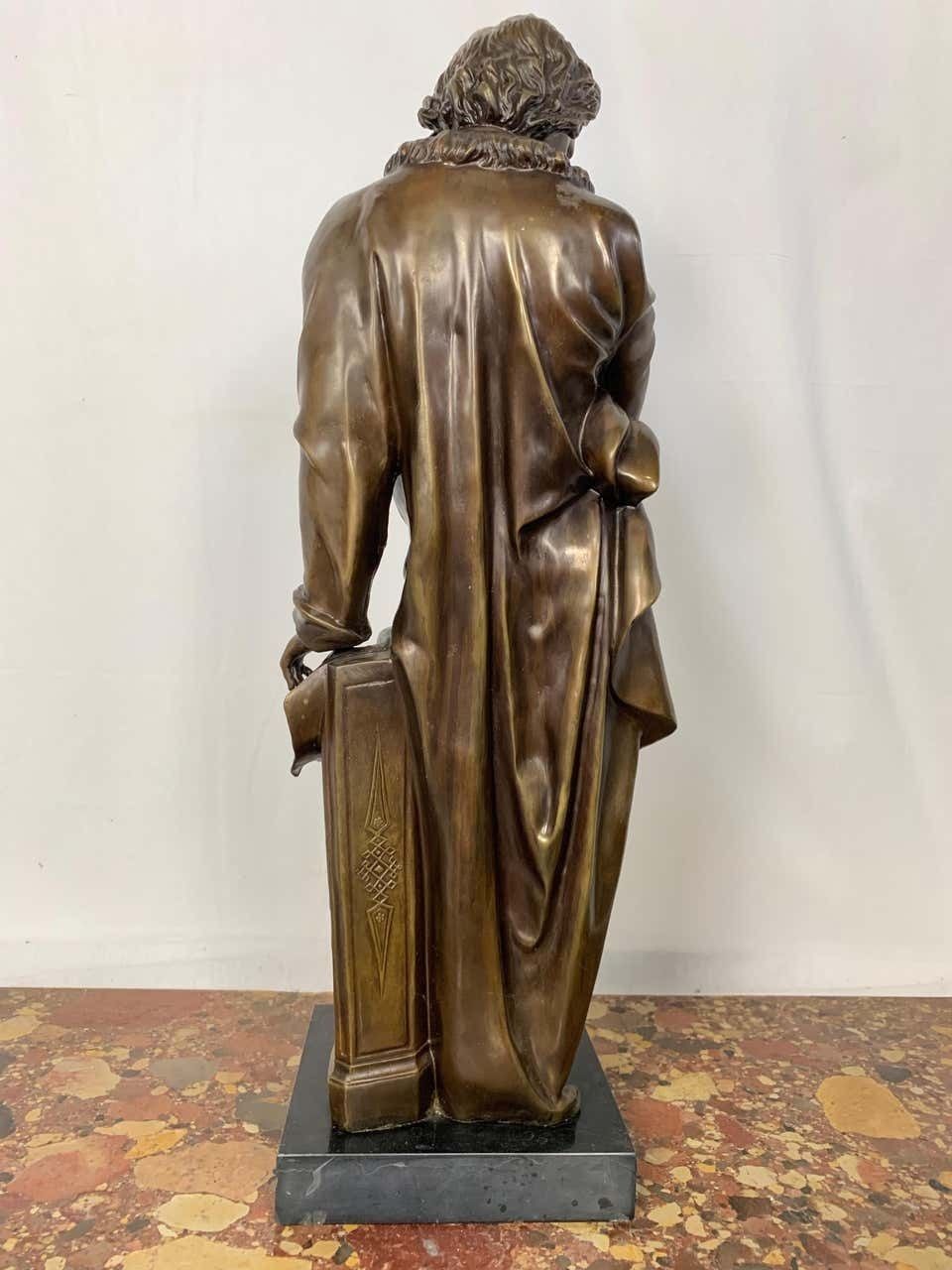 20th Century French Bronze Beethoven Sculpture On Marble Base photo furniture