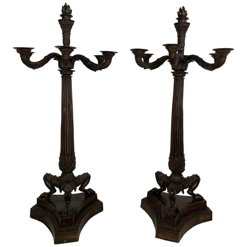 Pair Of Bronze Empire Candelabras, France