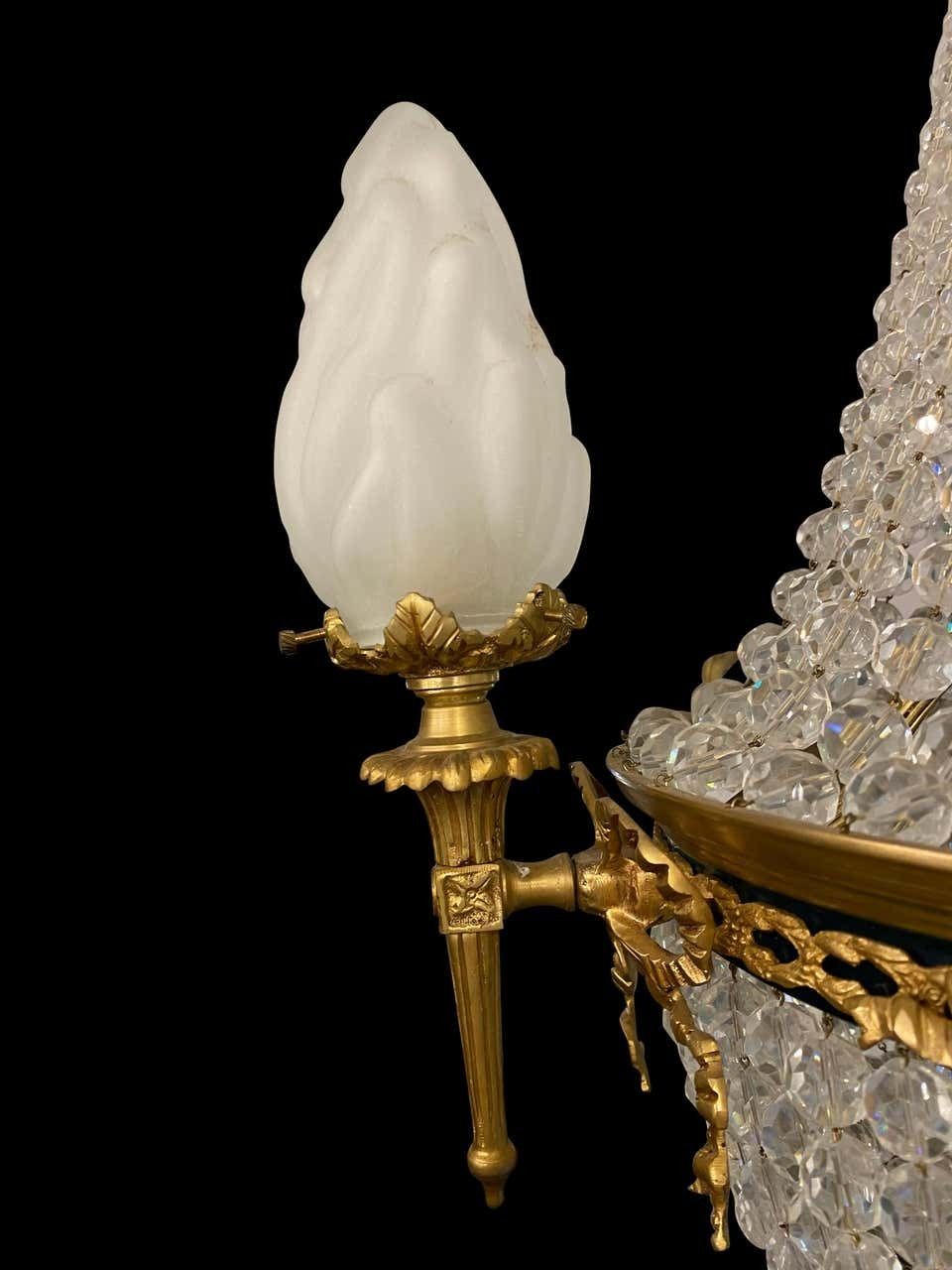 20th Century Ormolu And Glass Tent And Bag Chandelier photo vinterior