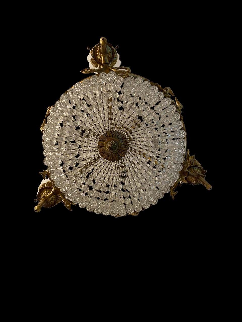 1400.0 20th Century Ormolu And Glass Tent And Bag Chandelier photo