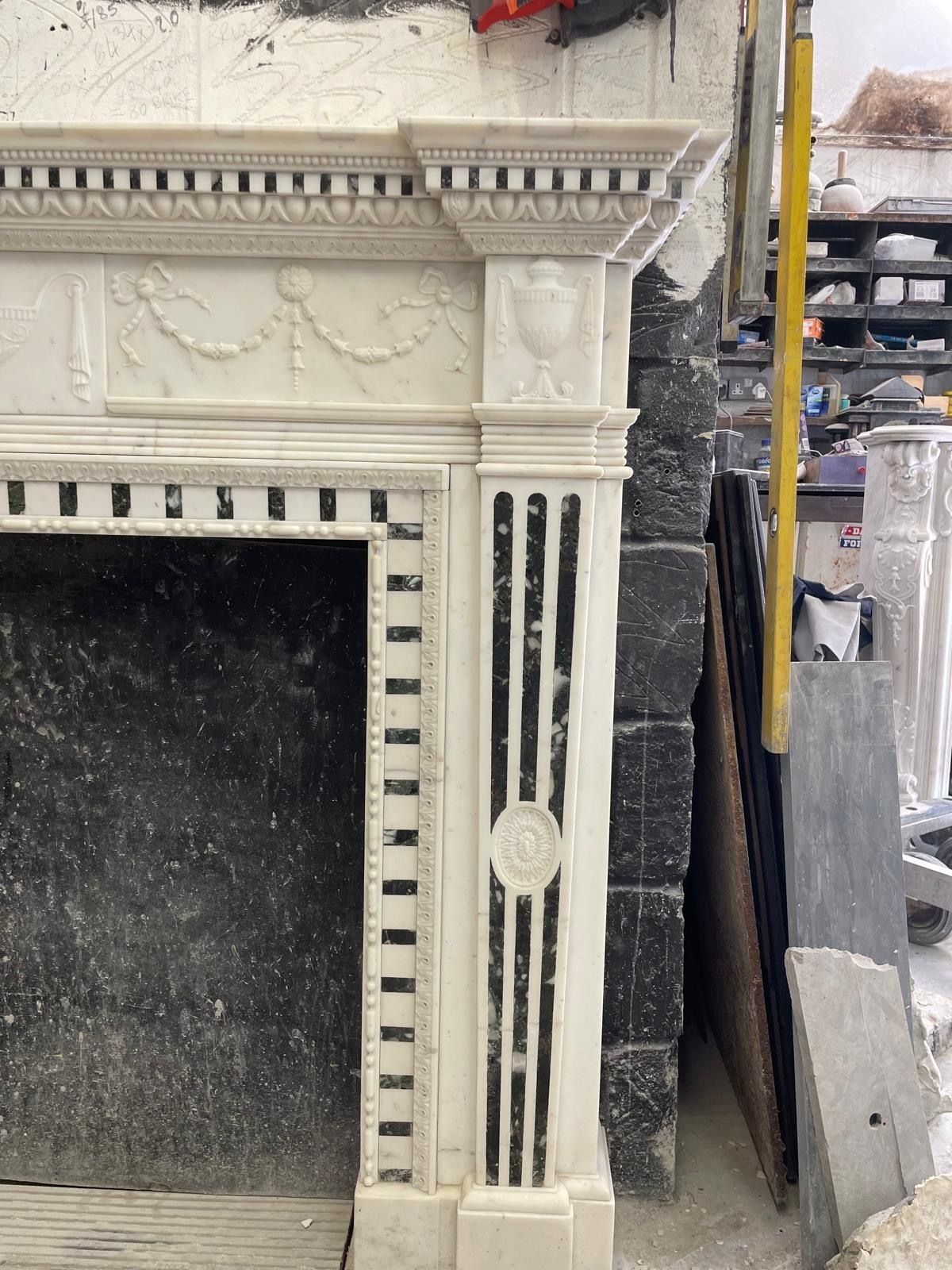 photo furniture A 19th Century Carrara And Verde Antico Marble Chimneypiece In The George III St