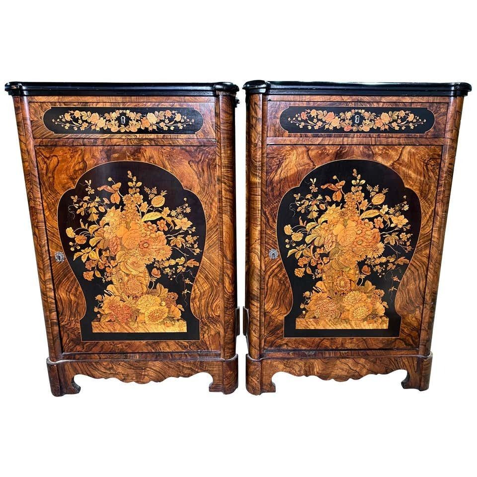 Pair Of Victorian Inlaid Cabinets, 19th Century